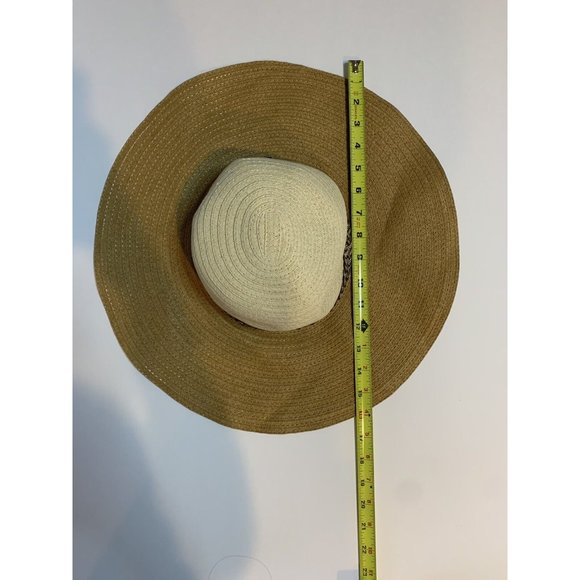 Rampage Floppy Wide Brim Woven Womens Hat One Size Leather Braided Trim Sun - Picture 5 of 5